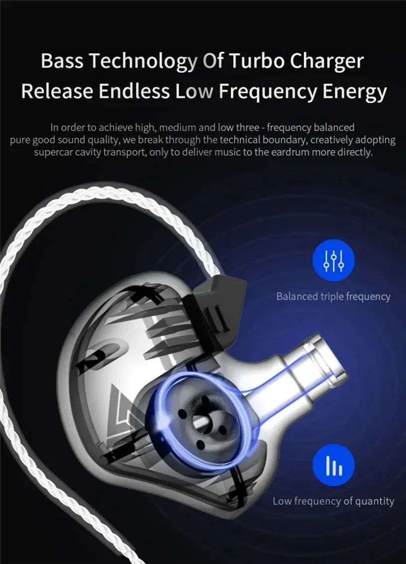 QKZ CK5 FiLe Wired Earphone with Microphone HiFi Music Earphone Professional Gaming And Sports Noise Cancelling Headphones