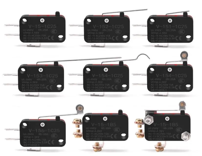 10pcs travel switch micro switch self-resetting V-15-1C25 V-151-1C25 V-152-1C25 V-153-1C25 V-154-1C25 V-155-1C25 V-156-1C25