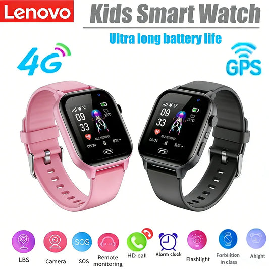 Lenovo Kids 4G Smart Watch WIFI SOS GPS Location Video Call Sim Card  Camera With Light Touch-screen Waterproof Watch For Kids