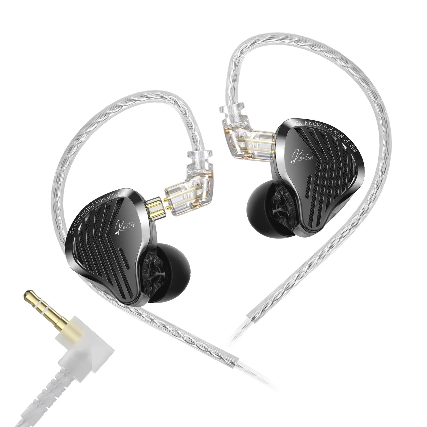 GK KUNTEN Dynamic Drive Heavy Bass Earbuds HIFI Sports Metal Headphones Detachable 2PIN Compatible with KZ Zenith EDX PRO