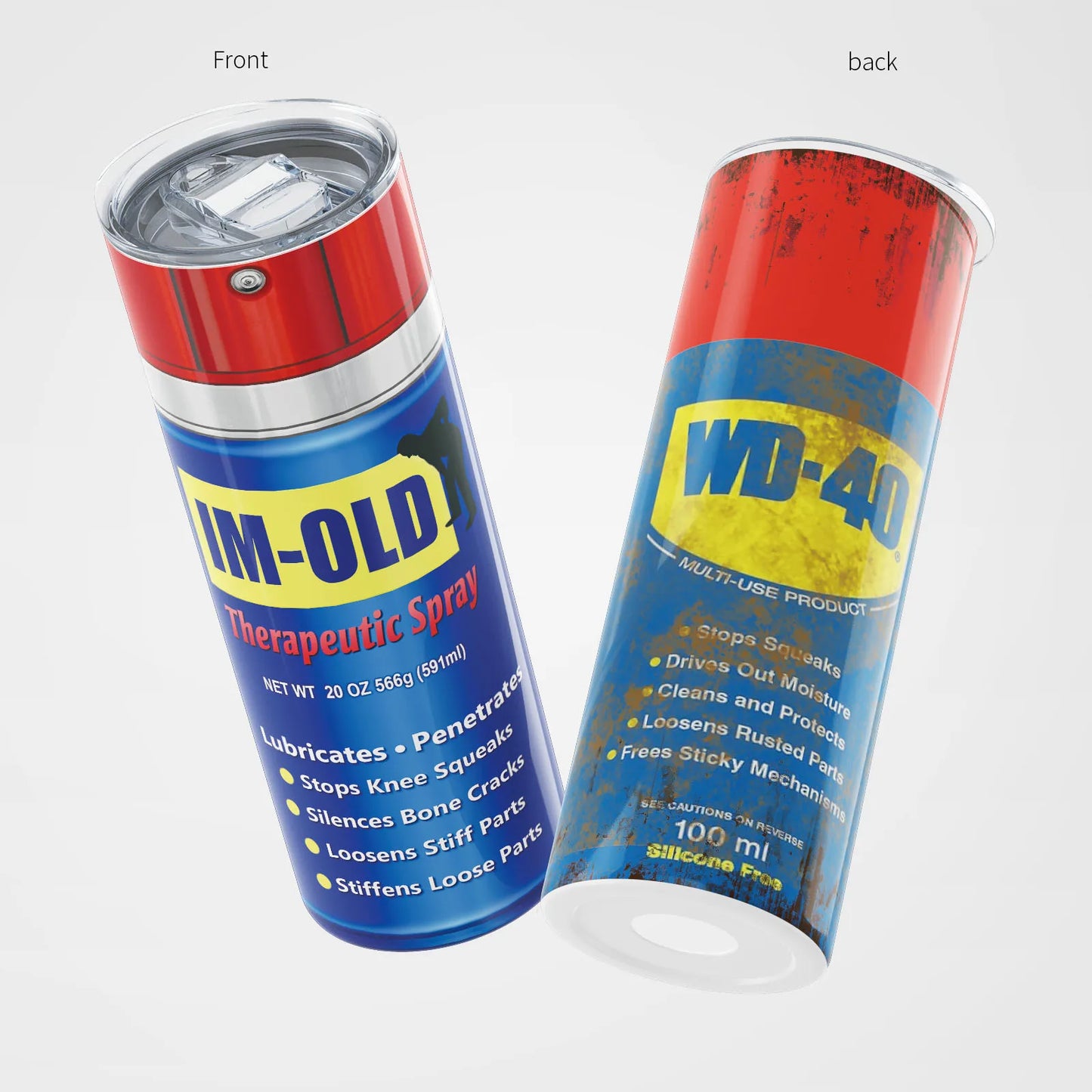 20oz tumbler 600ml Spray Can Tumbler with Lid & Stainless Straw | WD-40 Inspired & IM-OLD Parody Insulated Mug