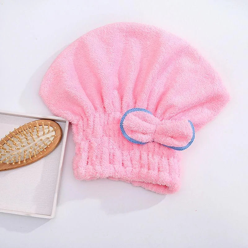 Quick Drying Hair Cap Women Bowtie Bathing Hat Microfiber Towel Superfiber Shower Cap For Spa Bathroom Accessories Shower Cap