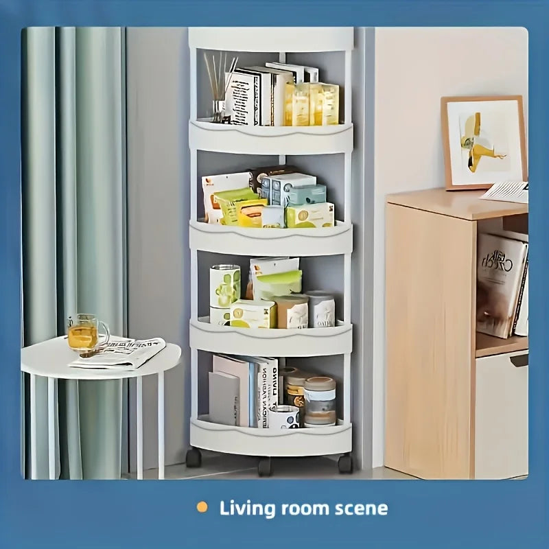 Modern 4 Tier Folding Corner Shelf Assembly Required Multifunction Storage Rack for Bathroom Kitchen Cosmetic Bath Product
