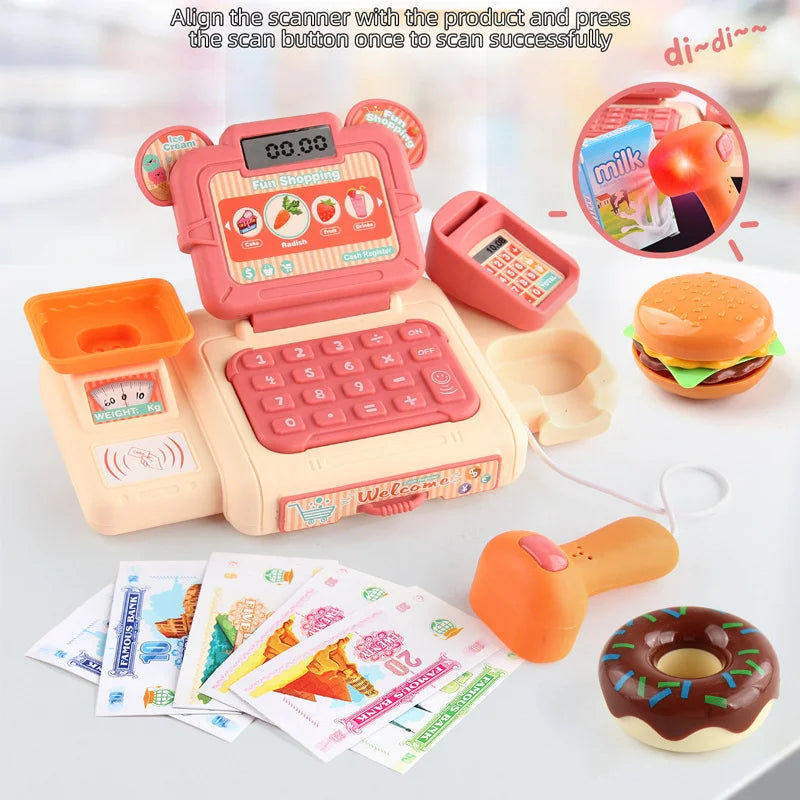 Simulation Shopping Cash House Toys Electronic Game Lighting And Sound Effects Supermarket Cashier Toys For children Gifi