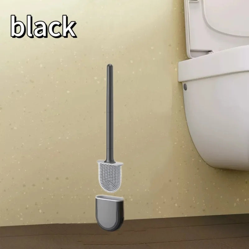 Hanging Silicone Toilet Brush Cleaner with Long Handle Flexible Cleaner Bathroom Brush Quick Drying Holder Bathroom Accessories