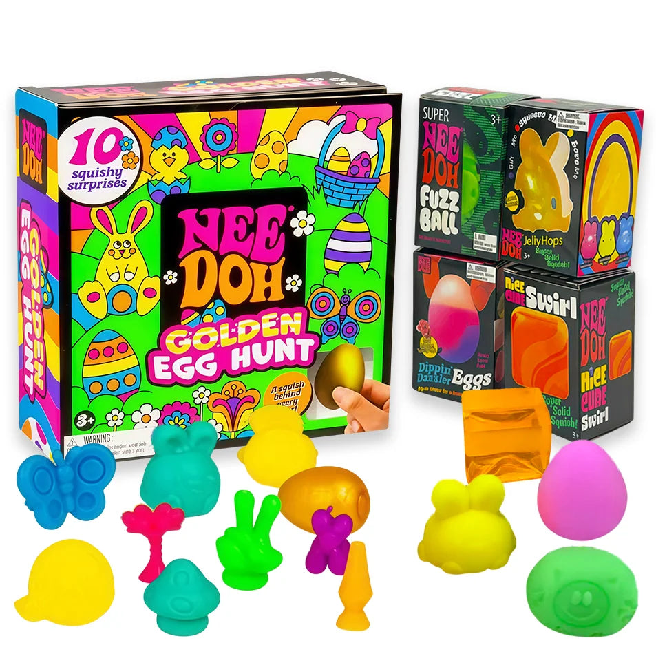 HOT Golden Egg Needoh Blind Box Fidget Toy Anti-Stress Sensory Squeeze Surprise Treasure Hunt Gift for Adults