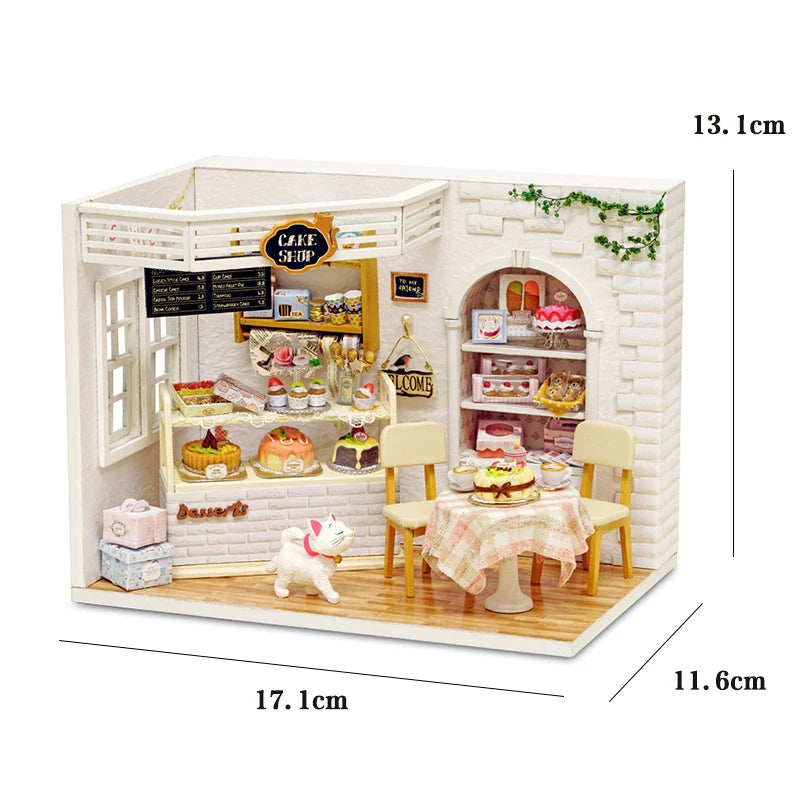 Wooden Mini Doll House Assembled Model Building Small House Kit 3D Puzzle Toys Bedroom Decoration With Furniture Gifts Dollhouse