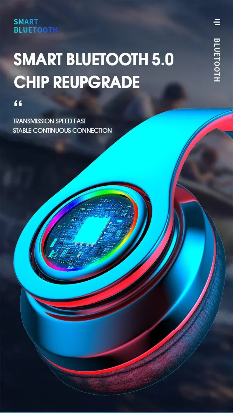 Foldable Bluetooth Headsets  Wireless Headphones With Mic Stereo Earphone Support TF Card FM For Xiaomi Iphone Sumsamg Phone