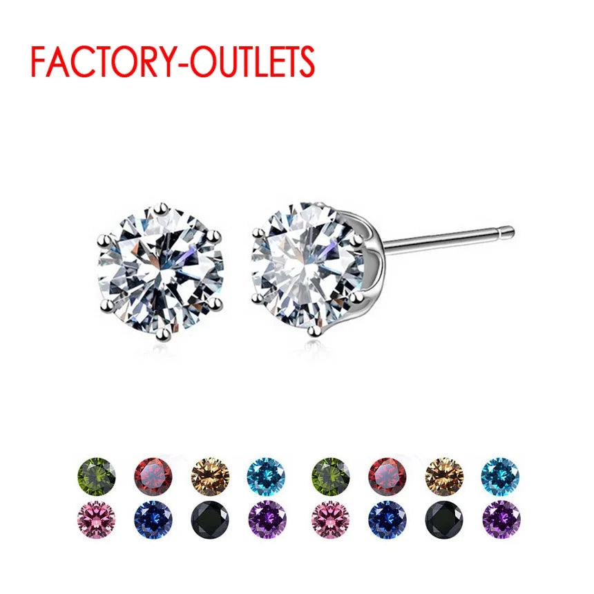 New Arrival Factory Cheap Price 925 Sterling Silver Korean Style Fashion Jewelry Stud Earrings Shinny Crystal Fast Shipping