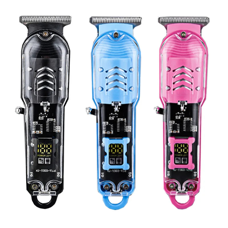 Hair Cut Machine Rechargeable Hair Clippers Transparent Professional Clippers Electric Hair Trimmers Shaver for Men Cordless
