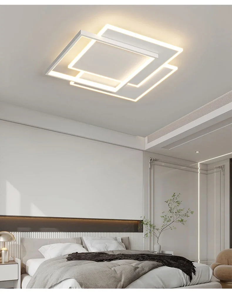 Modern Nordic Led Ceiling Light Square Minimalist Lamps for Kitchen Living Dining  Room Art Home Decoration Chandelier