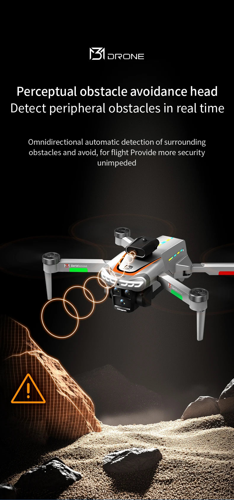 New Obstacle Avoidance M3 Drone Brushless Motor Helicopter Optical Flow Hovering GPS 8K 3 Camera Foldable Quadrotor Aircraft Toy