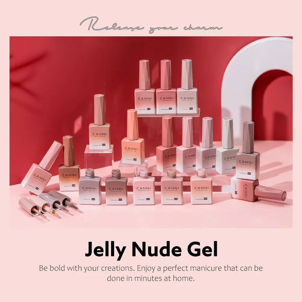 Canni Nail Gel Polish Jelly Nude Color HEMA FREE TPO FREE 9ml Transparent Semi Permanent Natural Nude French Nail Gel Lacquer