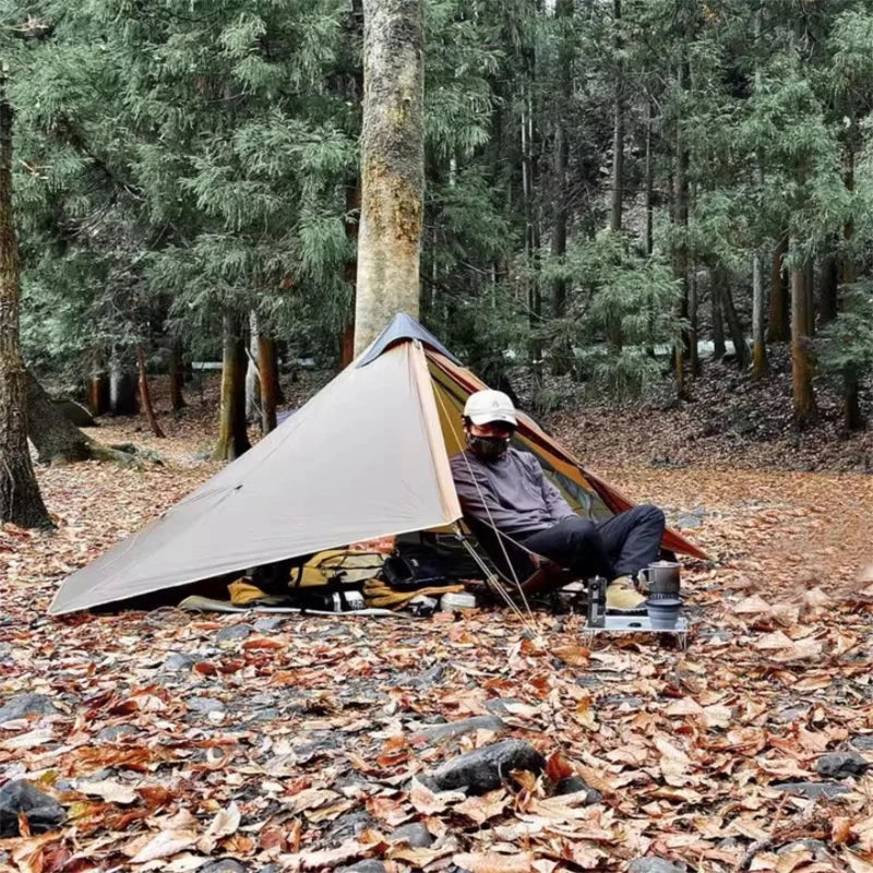 New FLAME'S CREED Lanshan 1 Person Oudoor Ultralight Camping Tent Single Man 3/4 Season Professional 15D Silnylon Rodless Tent