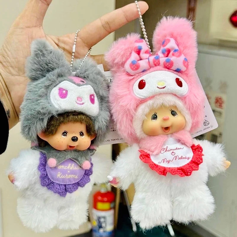 Monchhichi Plush Keychain Kawaii Monchichi Pendant Backpack Charms Cartoon Monchich Keyring Party Favor Gifts 키티 몬치치 モンチッチ