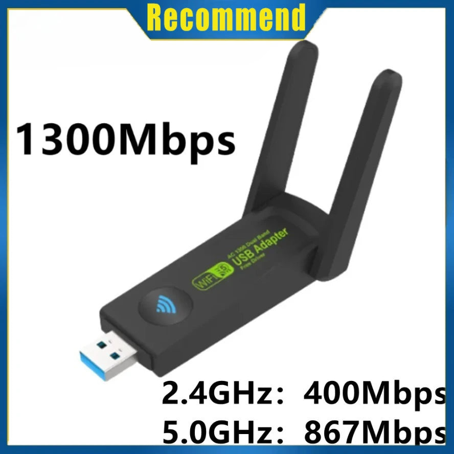 1300Mbps USB3.0 WiFi Adapter Dual Band 2.4G+5Ghz Wireless WiFi Dongle Antenna USB Ethernet Network Card Receiver for PC Desktop