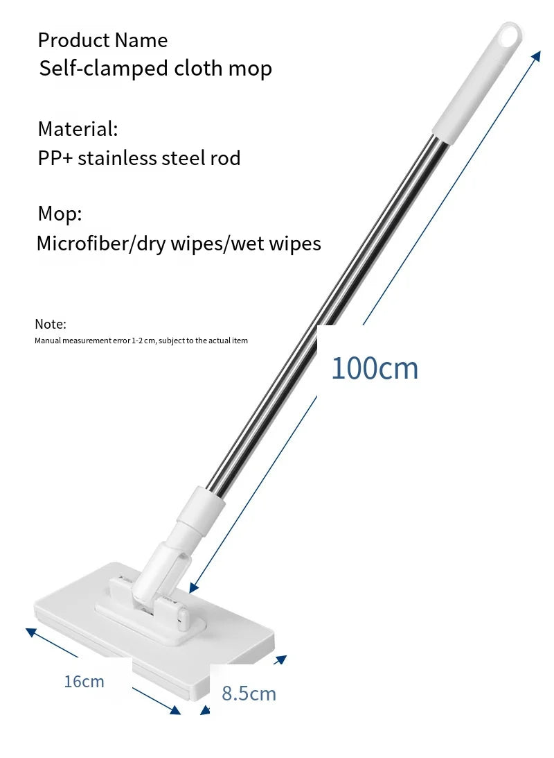 Reusable Dust Mop for Floor Cleaning Automatic Clamping Mop Clamp 100cm Wiper Floor Household Cleaning Cloths for Dust Removal