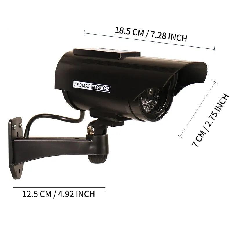 1PC Solar Powered Dummy Fake Security Camera Bullet Security Simulated Surveillance System,No Wiring Required, Red LED Lights