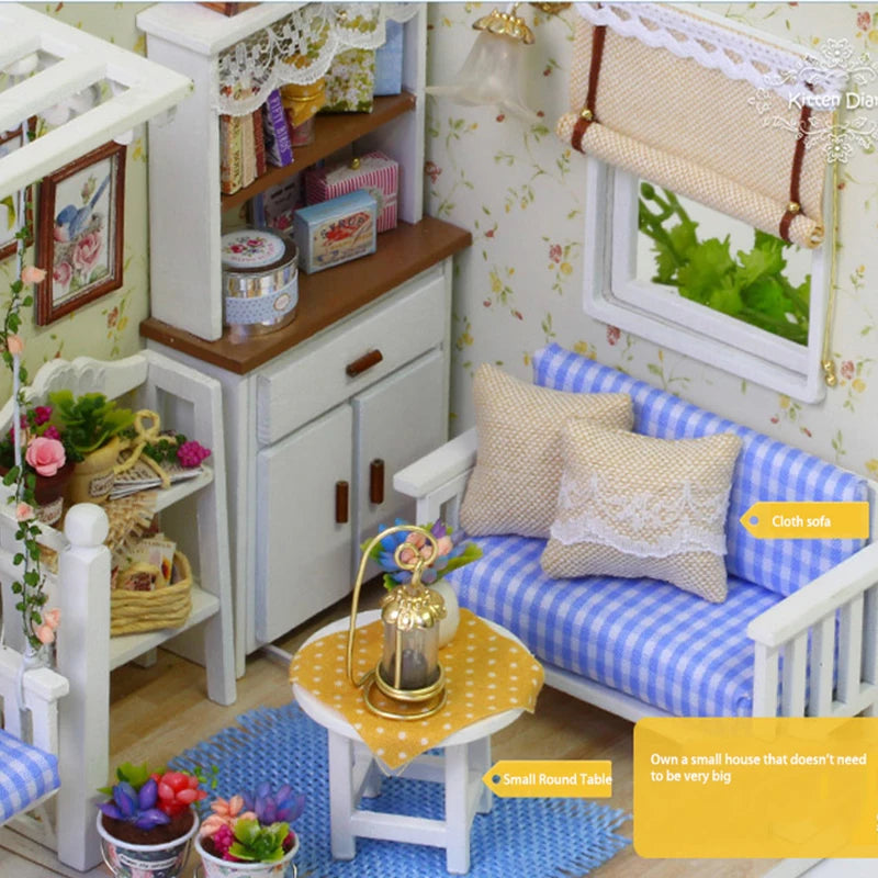 Wooden Mini Doll House Assembled Model Building Small House Kit 3D Puzzle Toys Bedroom Decoration With Furniture Gifts Dollhouse