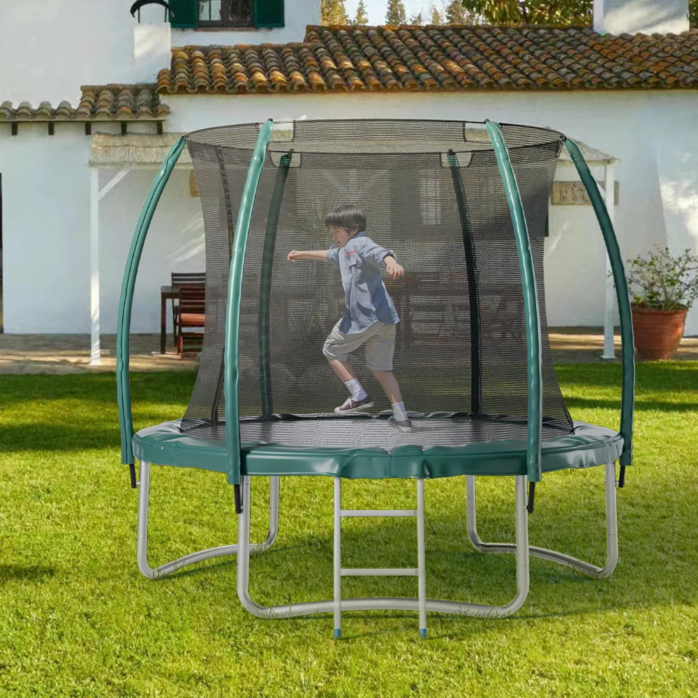 【Breeins】Outdoor Enclosure Trampoline with Ladder Exercise Workout Rebounder Sport Trampoline Handle Adults Jumping Training