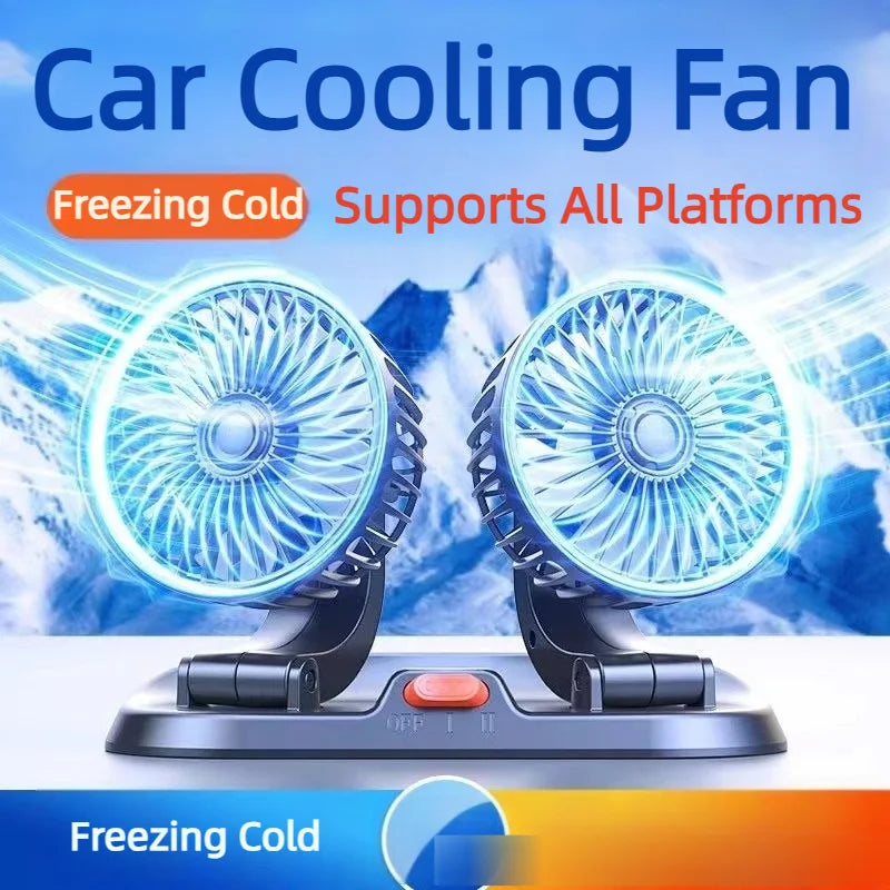 5V/12V/24V Car Fan Cooling Dual/Three Head USB Cooler Adjustable Auto Cooler Air Fan Car Accessories Wind Regulation