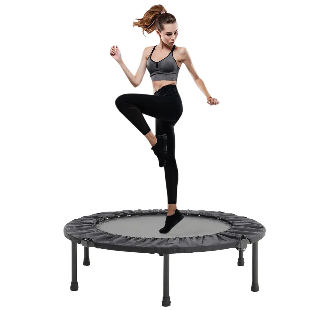 【Breeins】Folding Trampolines Fitness Indoor Exercise Workout Rebounder Sport Trampoline Handle Trampoline for Adults Jumping
