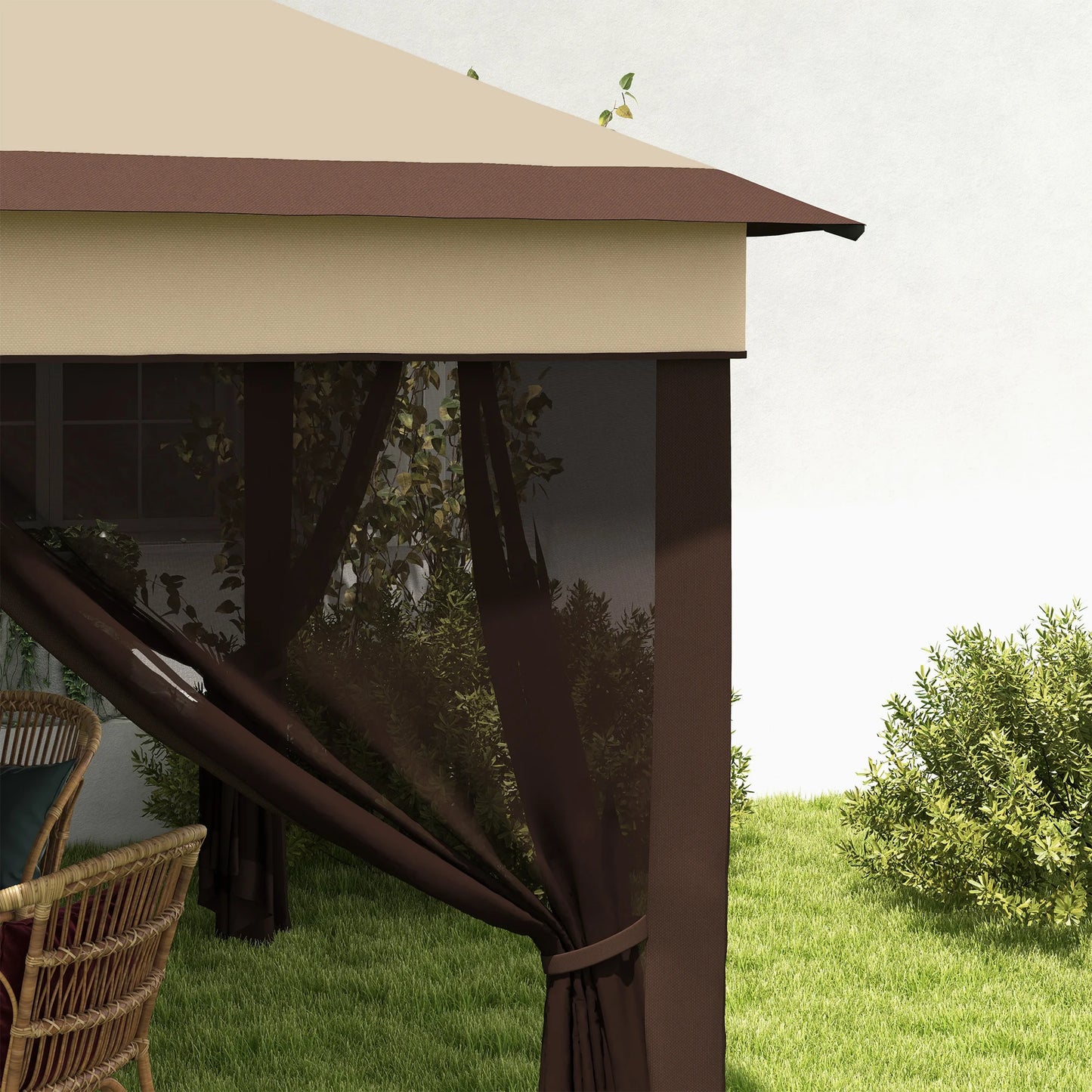 Outsunny 3 x 3(m) Pop Up Gazebo with Netting and Carrying Bag, Party Tent Instant Event Shelter, Height and UV-Resistant,, Beige