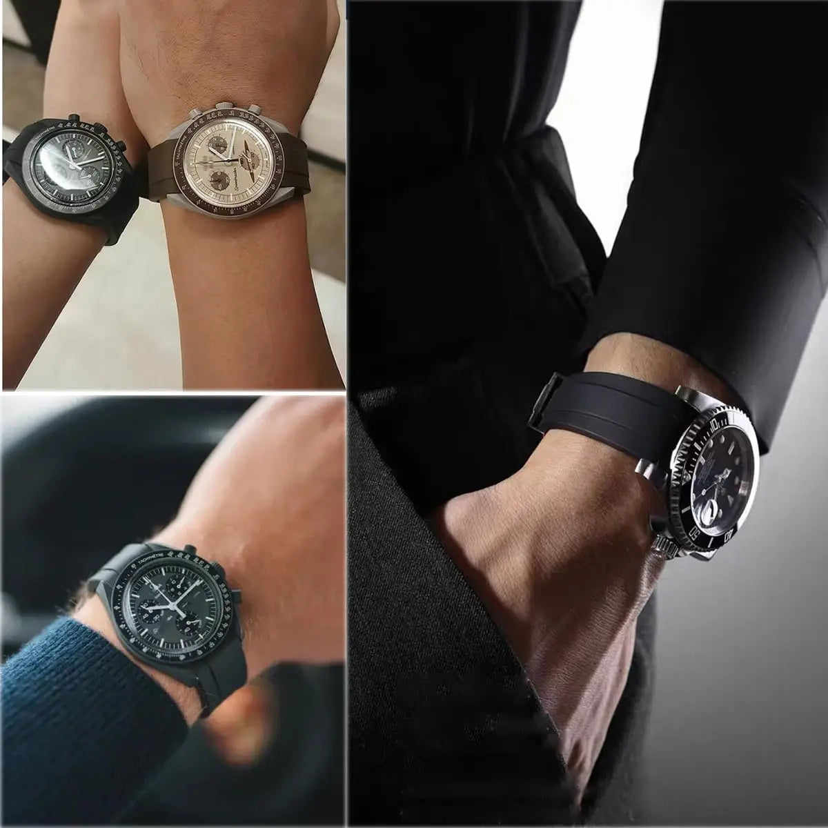 Band for Omega X Swatch Moonswatch Speedmaster 20mm 22mm Universal Curved end No Gap Bracelet for Rolex SEIKO Band For Men Women