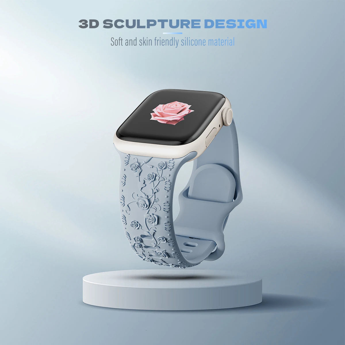For Apple Watch Band 42mm 41mm 40 45mm 49mm 44mm Floral Engraved bracelet correa for iwatch series11 10 9 7 SE 6 8 Ultra 2 Strap