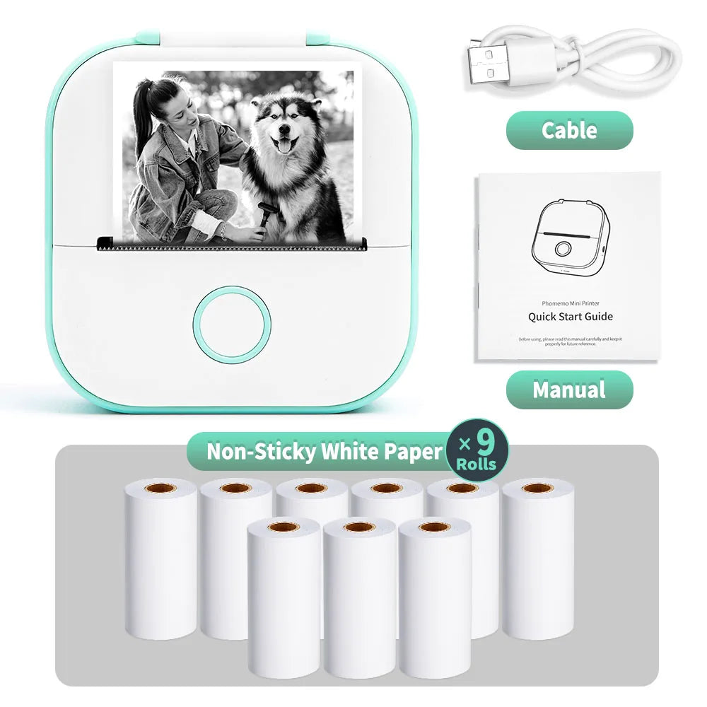 Mini Sticker Printer Phomemo T02 Thermal Portable Inkless Pocket Phone Printer Compatible with Android iOS Instantly Print Fun