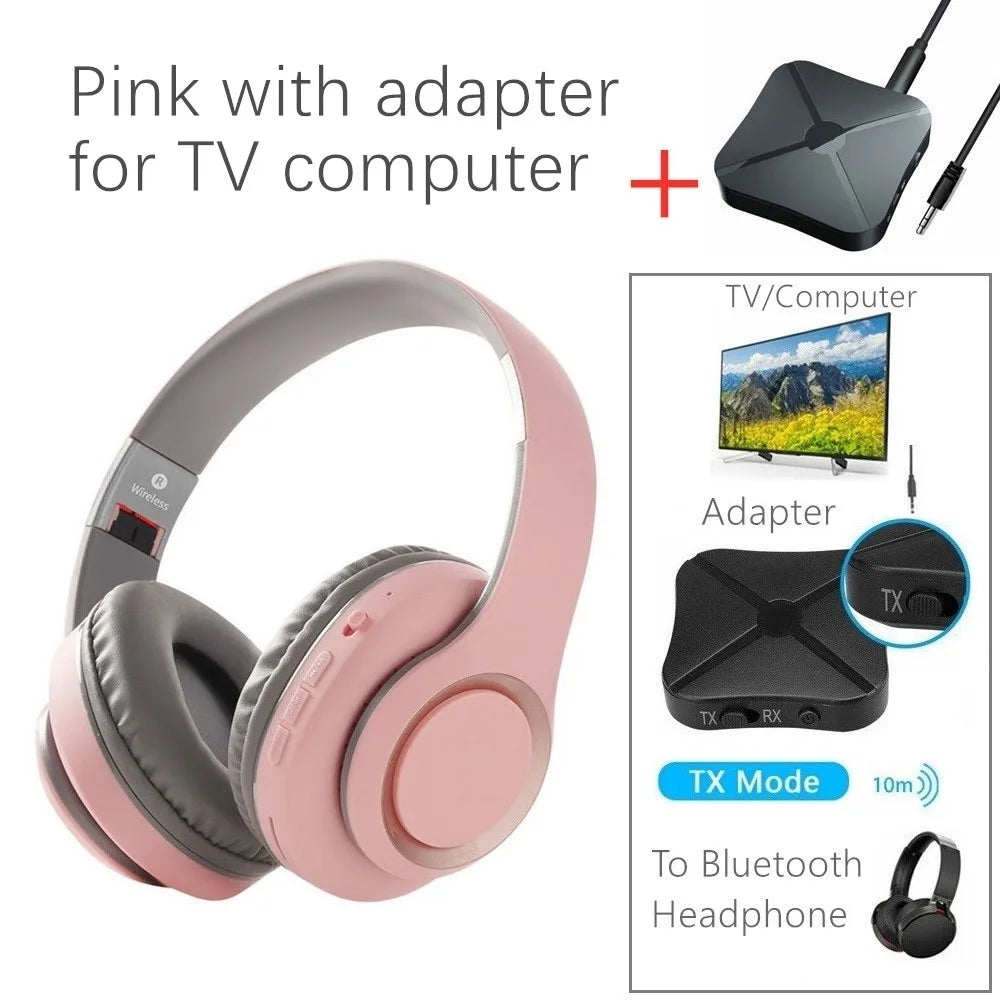Shoumi 15 Hours Play Wireless Headset Bluetooth Television Headphone with Mic,Bluetooth Adapter Built-in Battery,for TV Computer