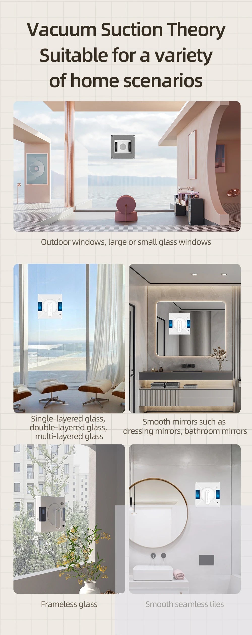 Robot Window Cleaner Liectroux YW509, 4-Way Water Spray,Home Glass Floor Window Robot Vacuum Cleaner,Strong Vacuum,Smart Memory