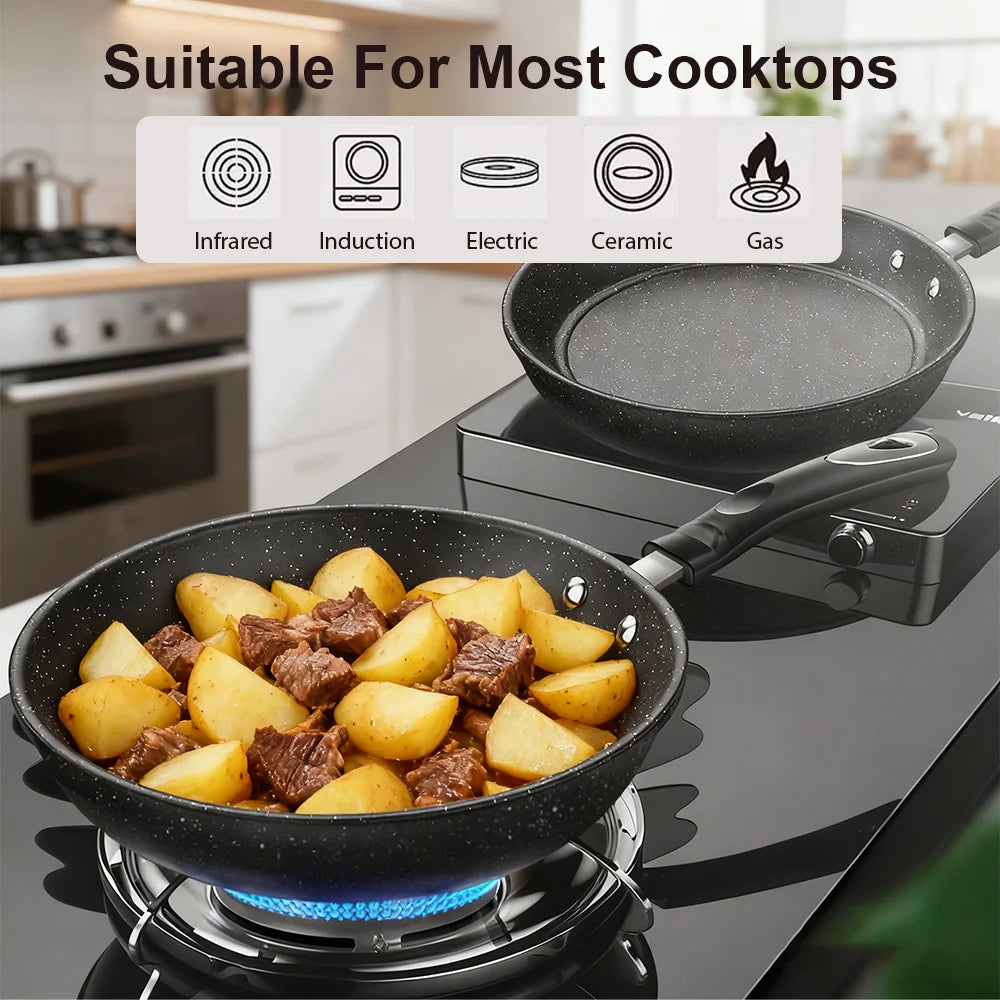 Non-stick frying pan Omelet pan Cooker Pans Pancake Egg Pan Induction Gas Stove Home Frying Pan With 15cm wooden spatula