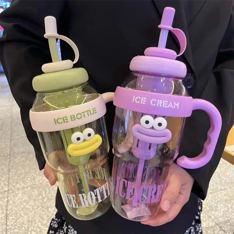 1100ML Sports Water Bottle Cute Aesthetic Large Capacity Straw Cup for Women Children Water Cup Summer Outdoor Portable Use