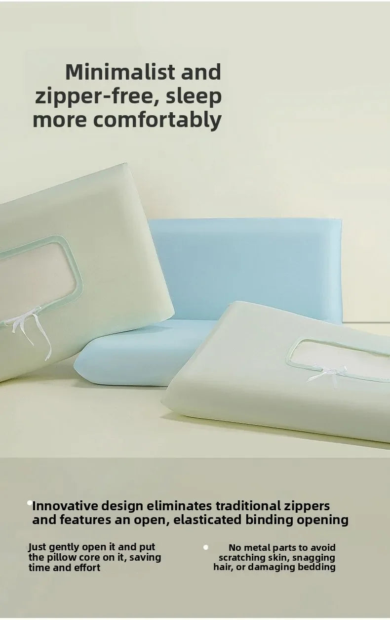 Summer Ice Silk Cooling Pillow Case, Open Style Elastic Edge Cover, Breathable Cool Feel Soft Pillow Protector for Better Sleep