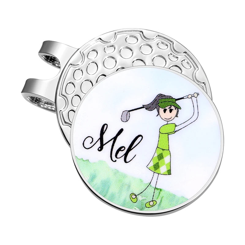 Magnetic Golf Ball Marker Hat Clips Funny Cartoon Print Accessories for Golf Cap Metal Decorative Jewelry Gift for Golf Lover