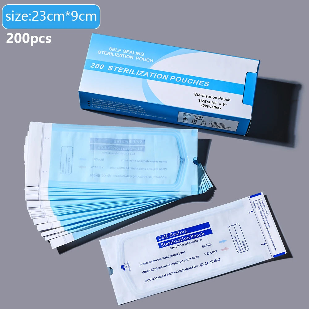 200pcs/box Nail Art Empty Sterilizing Bags Disposable 26*14cm Self-Sealing Sterilization Pouches Bag  Manicure Nail Art Tools K3