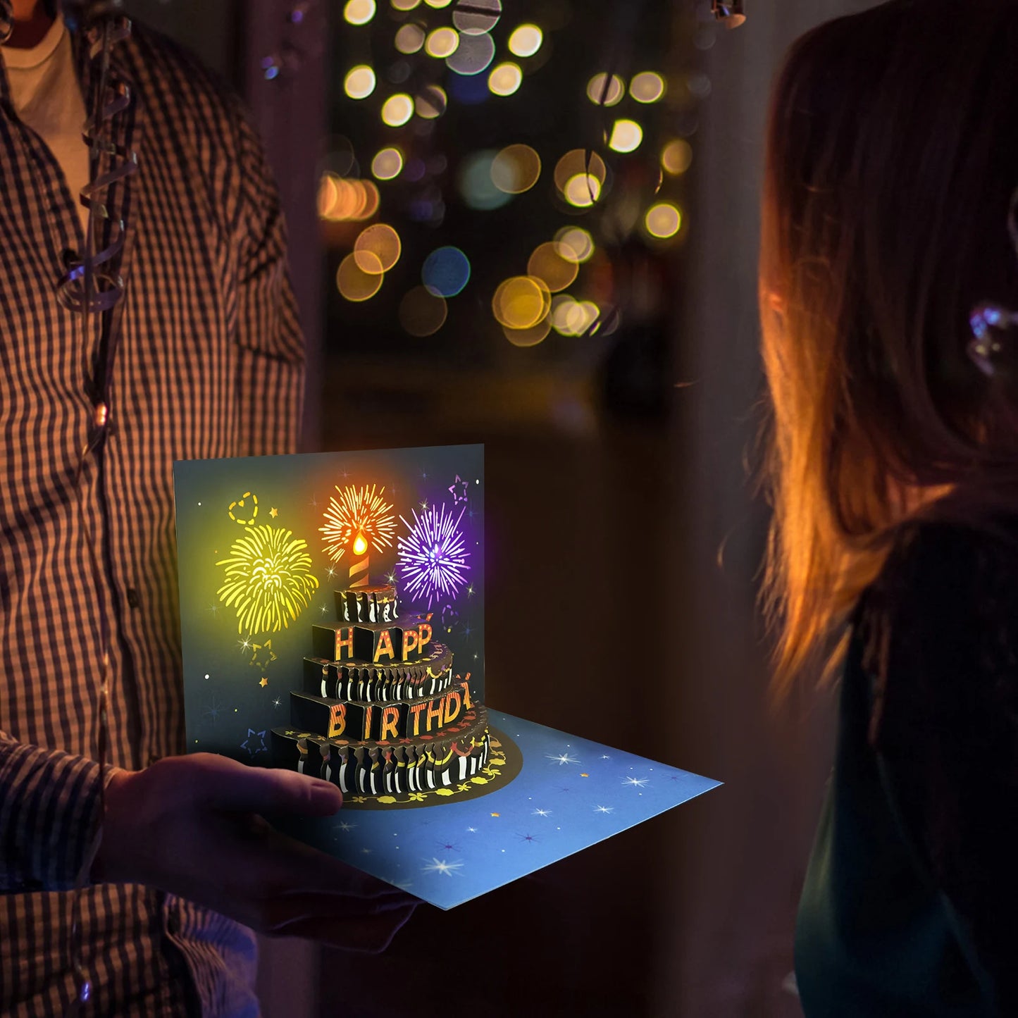 3D Light Music Birthday Card Pop Up Happy Birthday Card Fireworks Birthday Greeting Cards Happy Birthday Party Gift Message Card