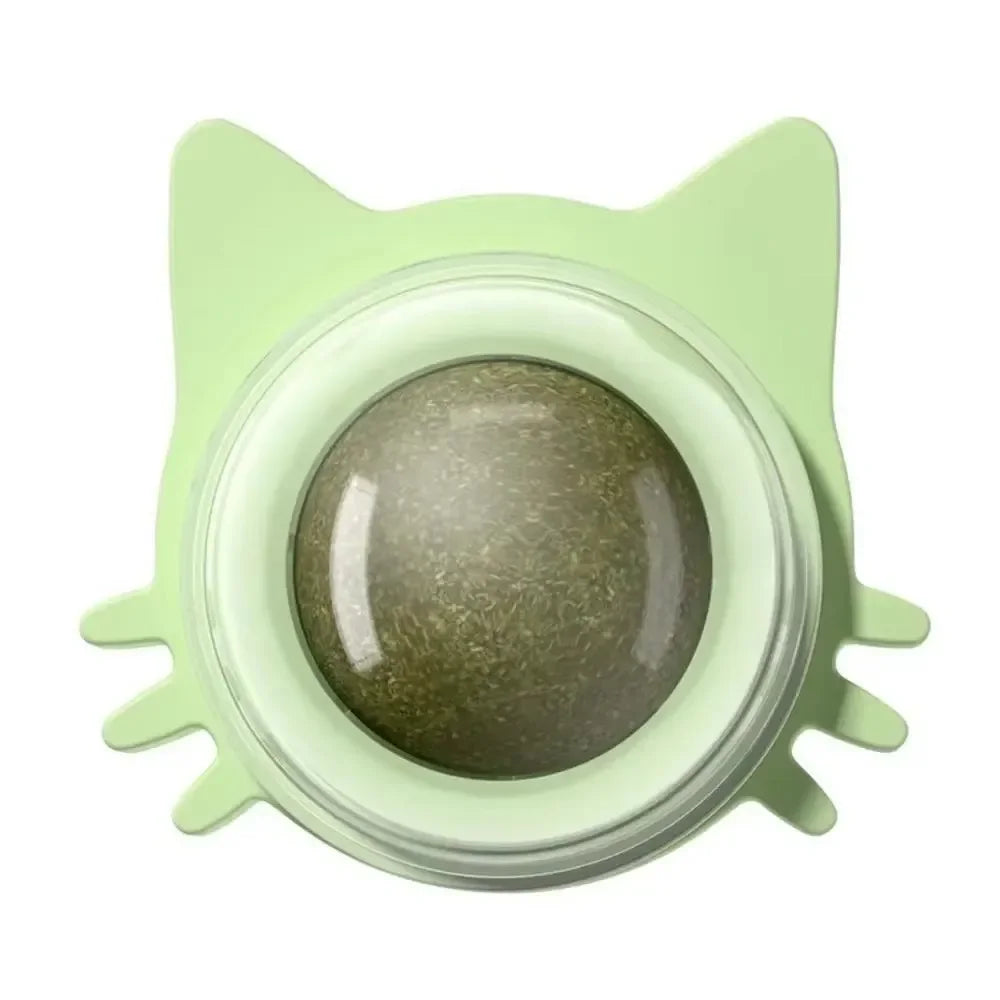 Rotatable Catnip Ball Toy Wall Stick-on Natural Cat Sugar Licking Toy Healthy Digestive Care for Cats