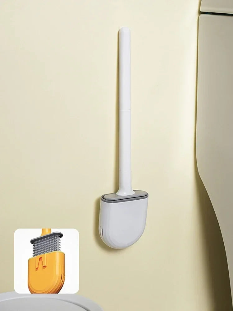 Hanging Silicone Toilet Brush Cleaner with Long Handle Flexible Cleaner Bathroom Brush Quick Drying Holder Bathroom Accessories