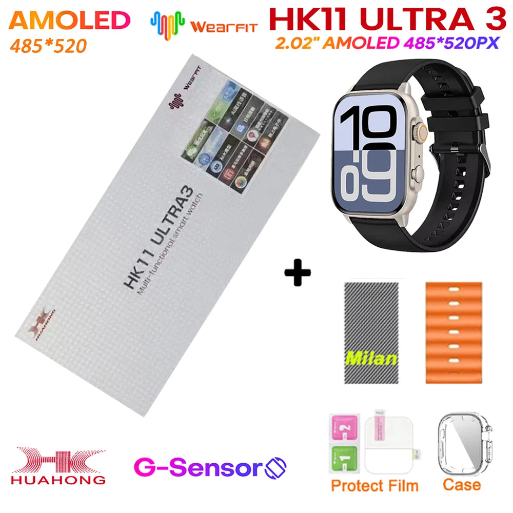 Upgrade Hk11 Ultra 3 Gen2 SmartWatch 4GB ROM AI ROBOT AMOLED Network 49mm G-Sensor ChatGPT NFC Compass GPS 3D Menu Music Watch