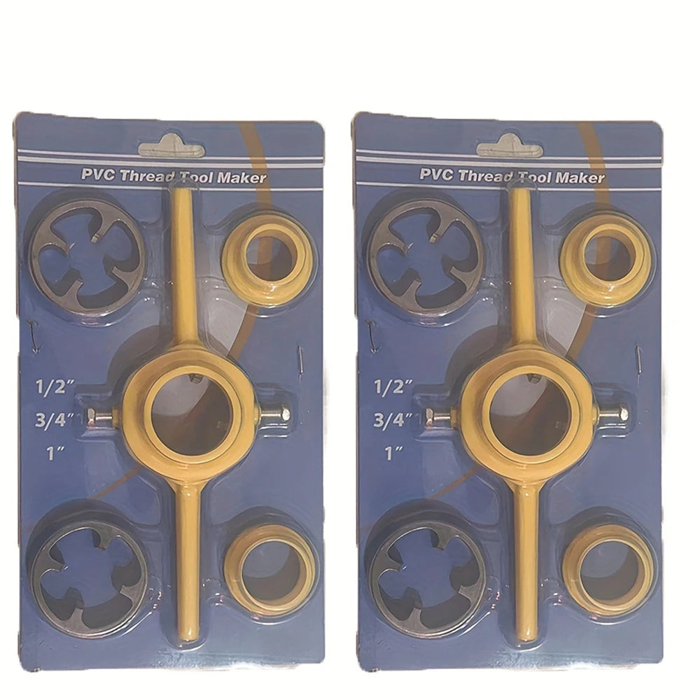 6PCS Plastic Pipe Thread Die Kit 1/2" 3/4" 1" 60° Taper Pipe Plumbing Thread Tools Water Pipe Die Tap Wrench Set PVC/NPT Manual