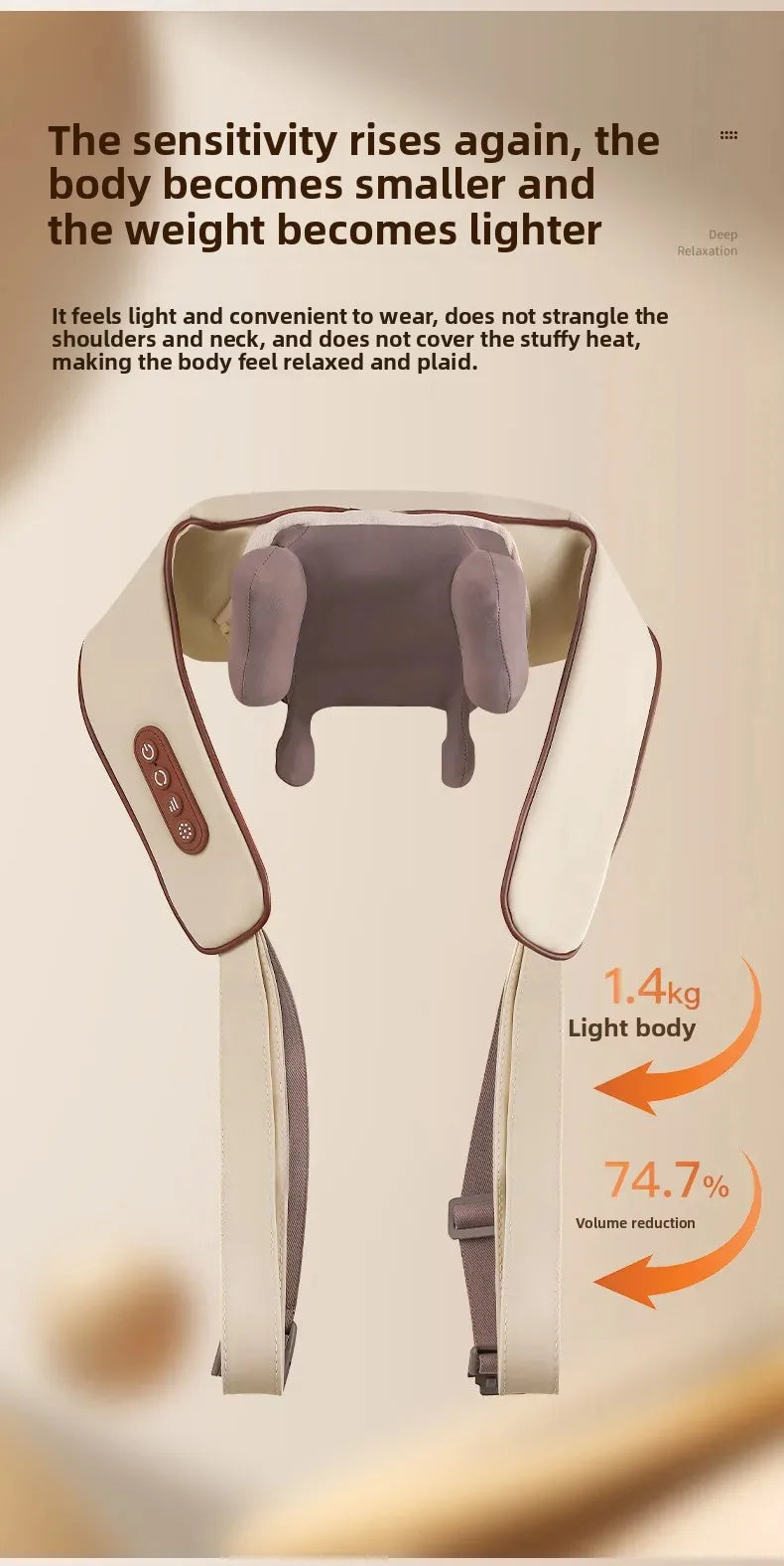 New USB Tape Neck Shiatsu Massage Belt Neck Back Shoulder and Neck Massager U-shape Electric Neck Massager with long-las