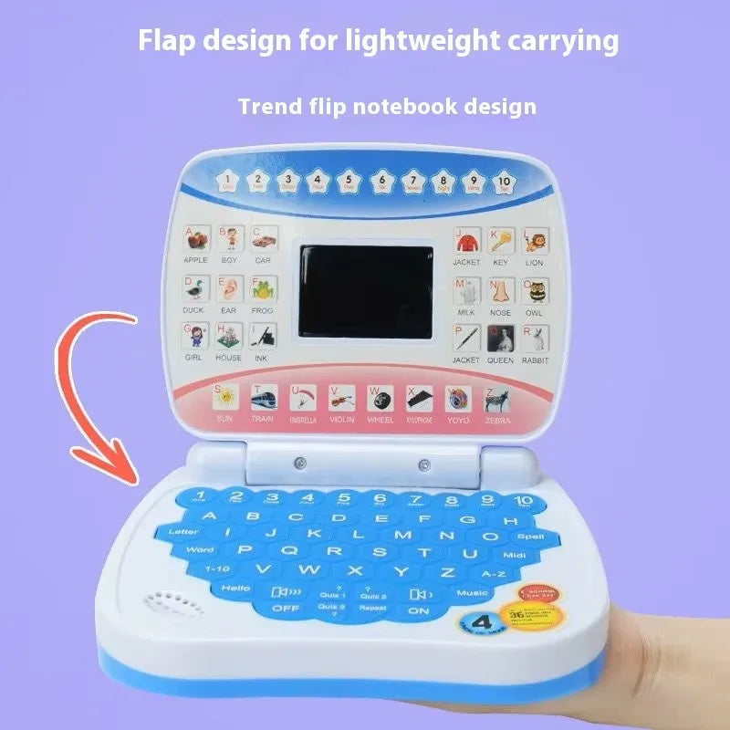Mini Simulated Laptop Early Education Machine LED Display Learning Device Music Children's Toy