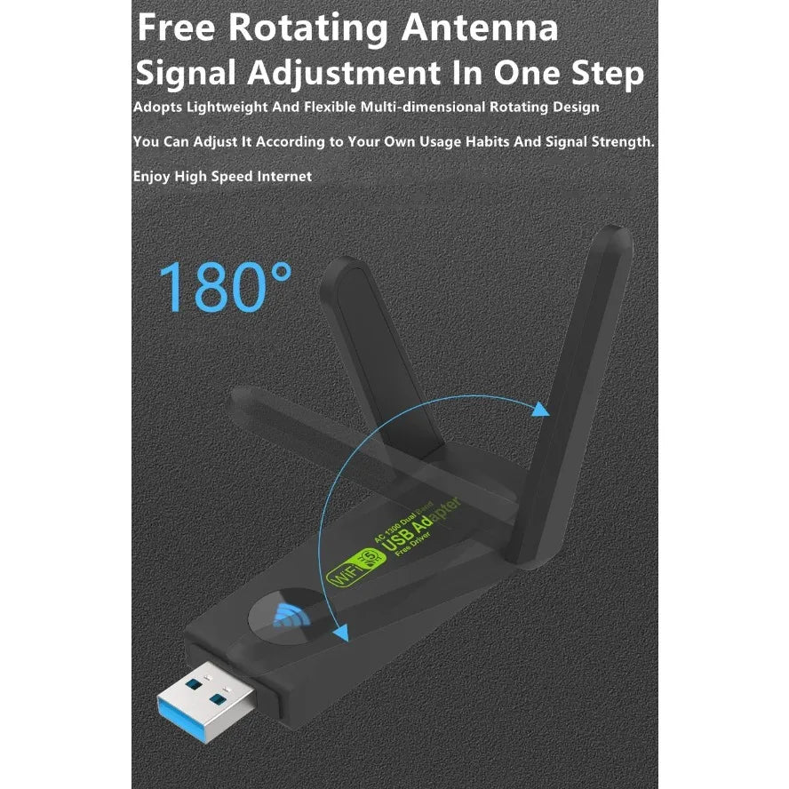 1300Mbps USB3.0 WiFi Adapter Dual Band 2.4G+5Ghz Wireless WiFi Dongle Antenna USB Ethernet Network Card Receiver for PC Desktop