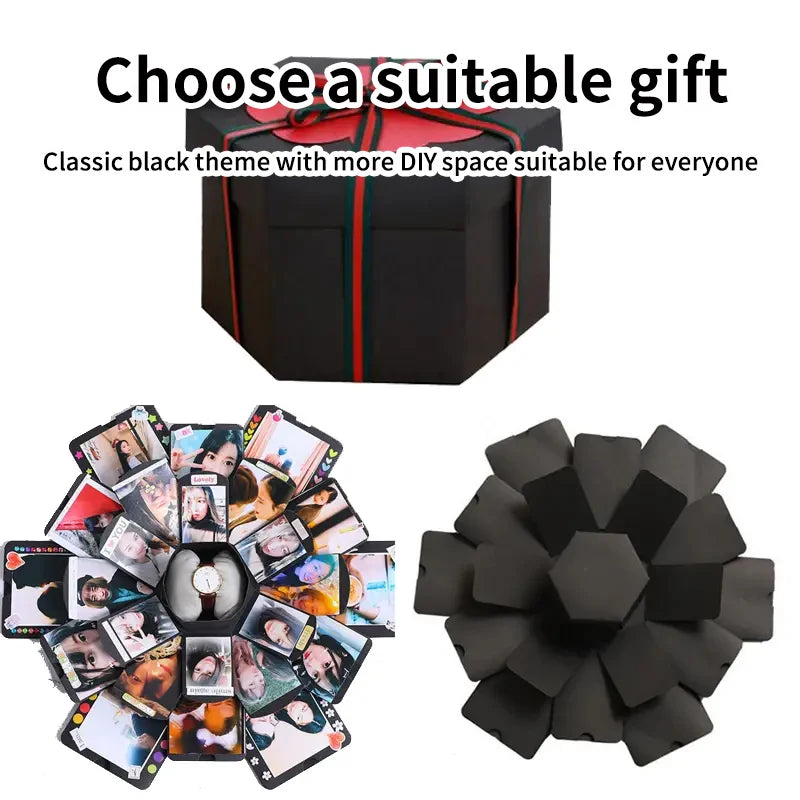 Hexagonal Surprise Blast Gift Box diy Handmade Album Birthday Valentine's Day Wedding Proposal Gift Memorial Album