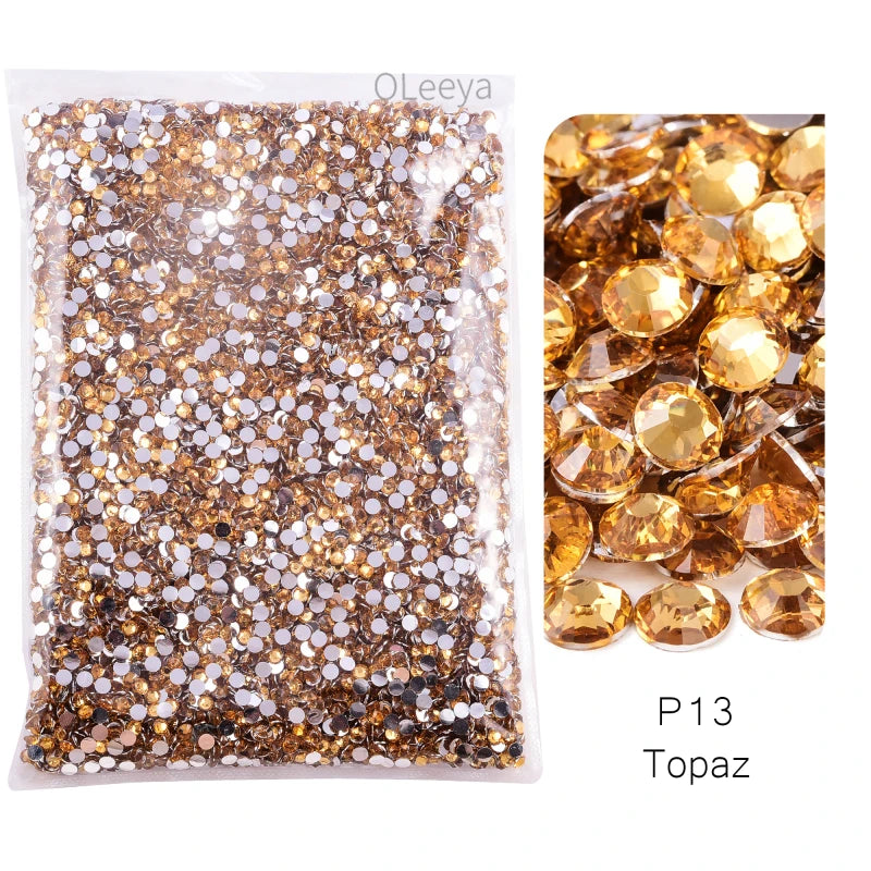 Oleeya Wholesale Flatback Silver bottom Resin Cтразы Non hotfix Rhinestones in Big Package Glitter Crystals and Strass For 네일파츠