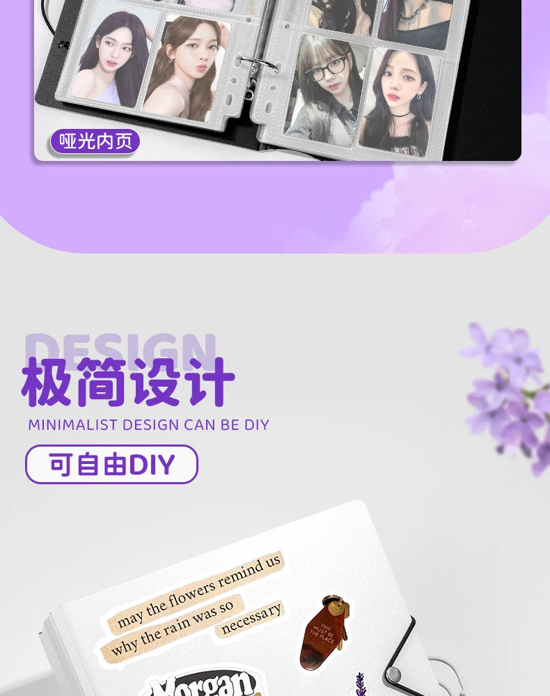 SINGBA a5 / a4 Ring Binder Album for 3" Cards - K-pop Idol Photocard Holder, Polaroid Photo Organizer (4/9 Grid, Refillable)