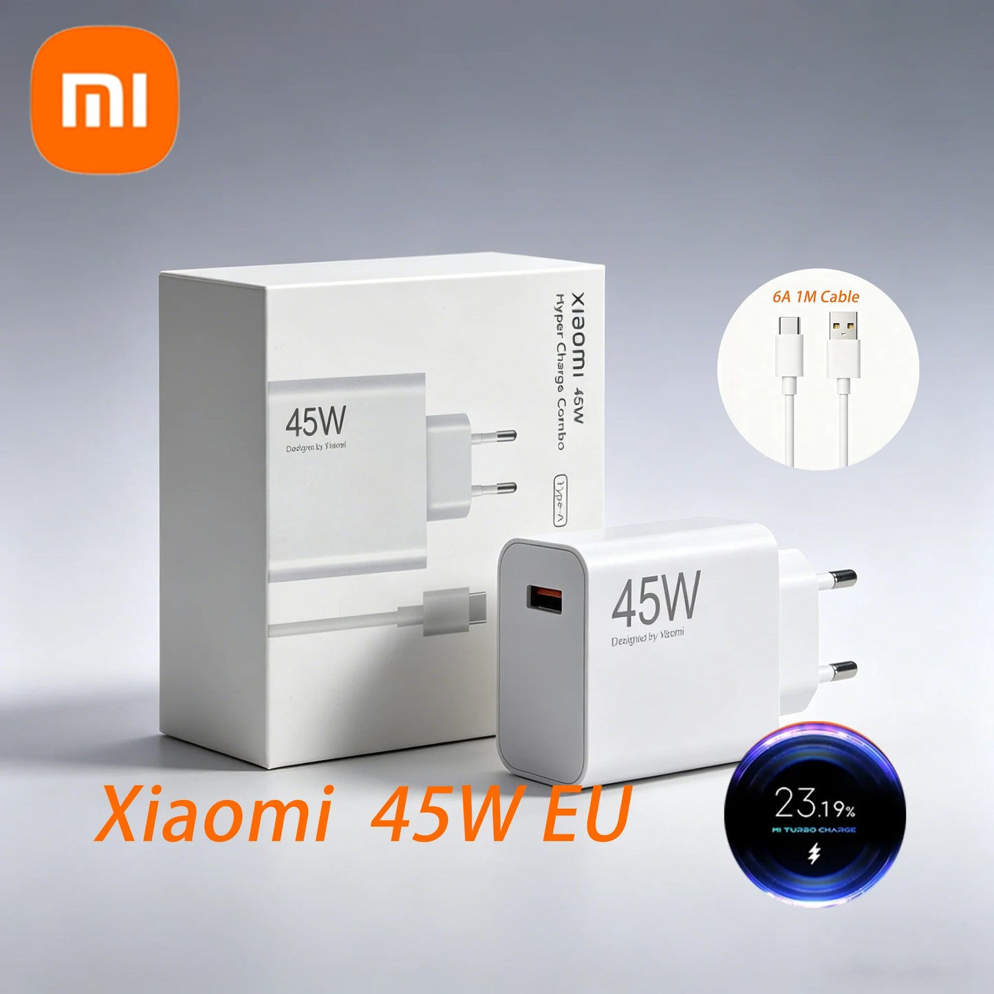 Original Xiaomi 45W EU Turbo Charger Mi Adapter 33W 27W Cable POCO Redmi Note 10 11 12 13 14 15 Pro 11T 12S 9