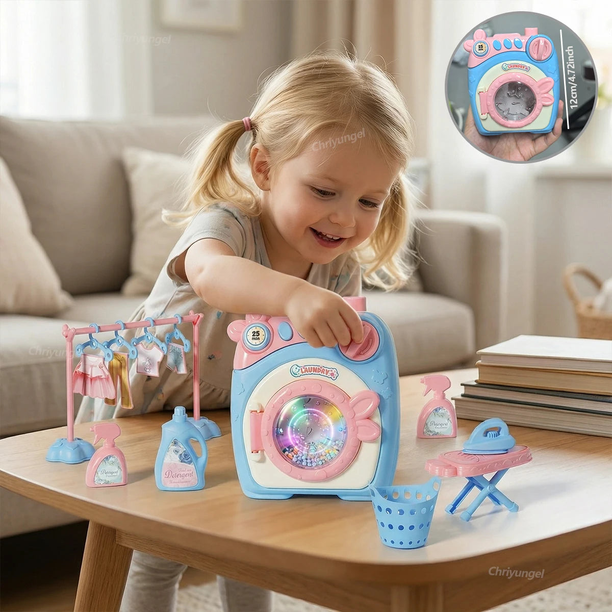Pretend Play Toy Mini Kitchen Appliances Set for Toddlers Air Fryer Washing Mixer Educational Toys Gift for Kids Girls Boys